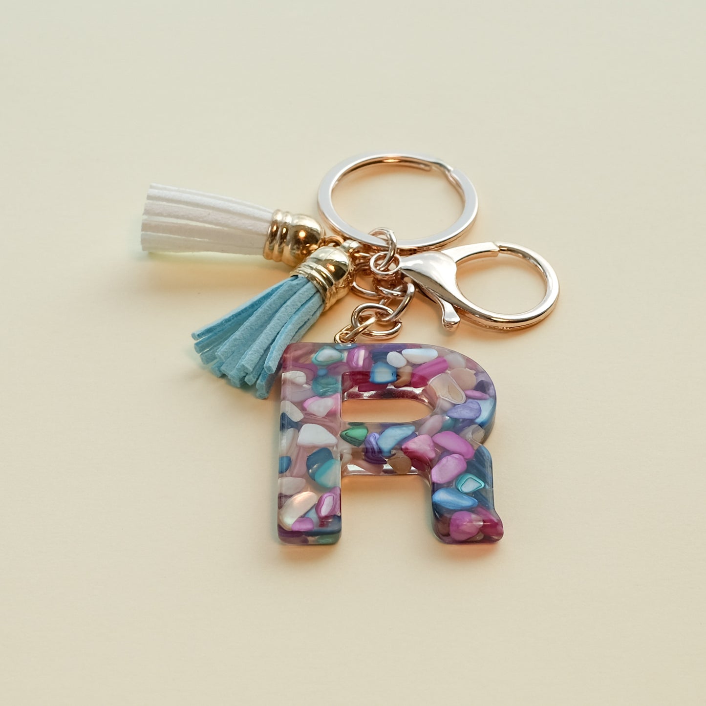 Personalized Pearl Initial Keychain Bag Charm