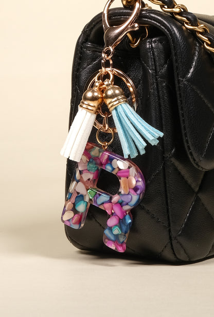 Personalized Pearl Initial Keychain Bag Charm