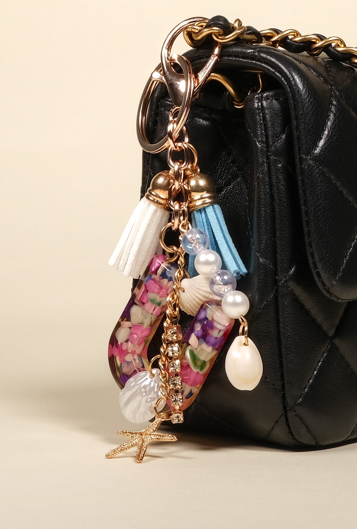 Personalized Pearl Initial Keychain Bag Charm