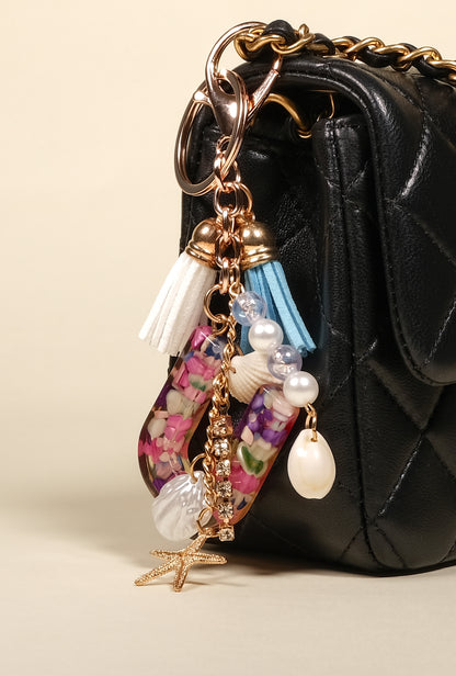 Personalized Pearl Initial Keychain Bag Charm