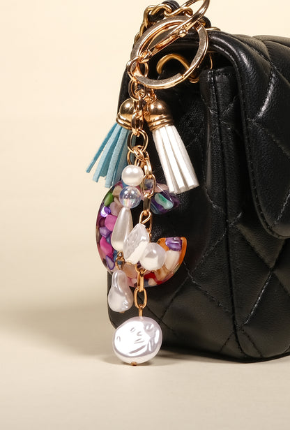 Personalized Pearl Initial Keychain Bag Charm