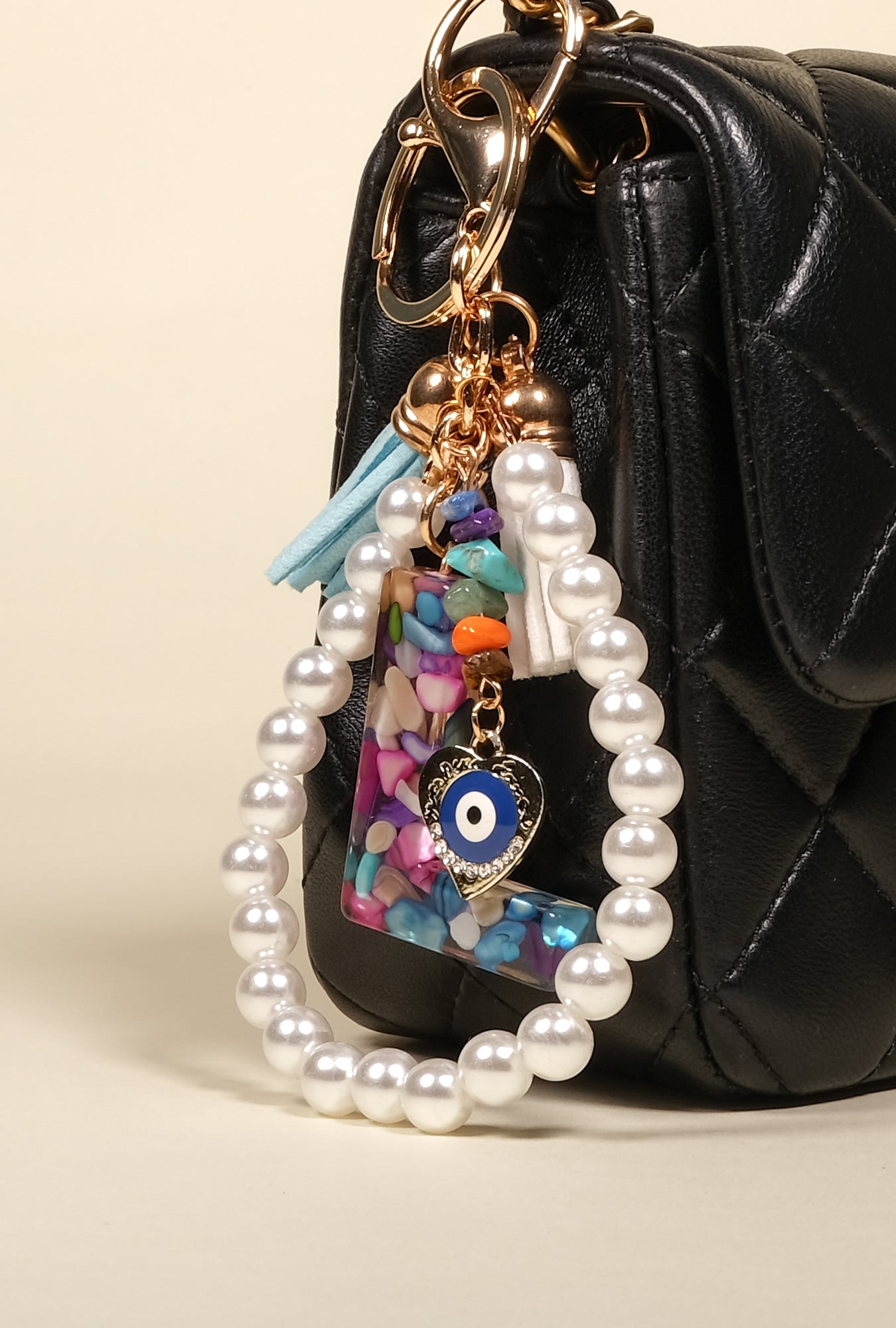 Personalized Pearl Initial Keychain Bag Charm