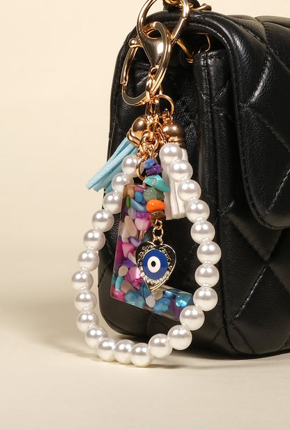 Personalized Pearl Initial Keychain Bag Charm