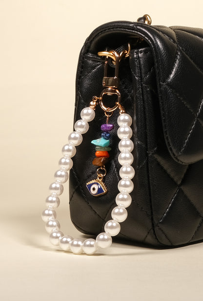 Personalized Pearl Initial Keychain Bag Charm