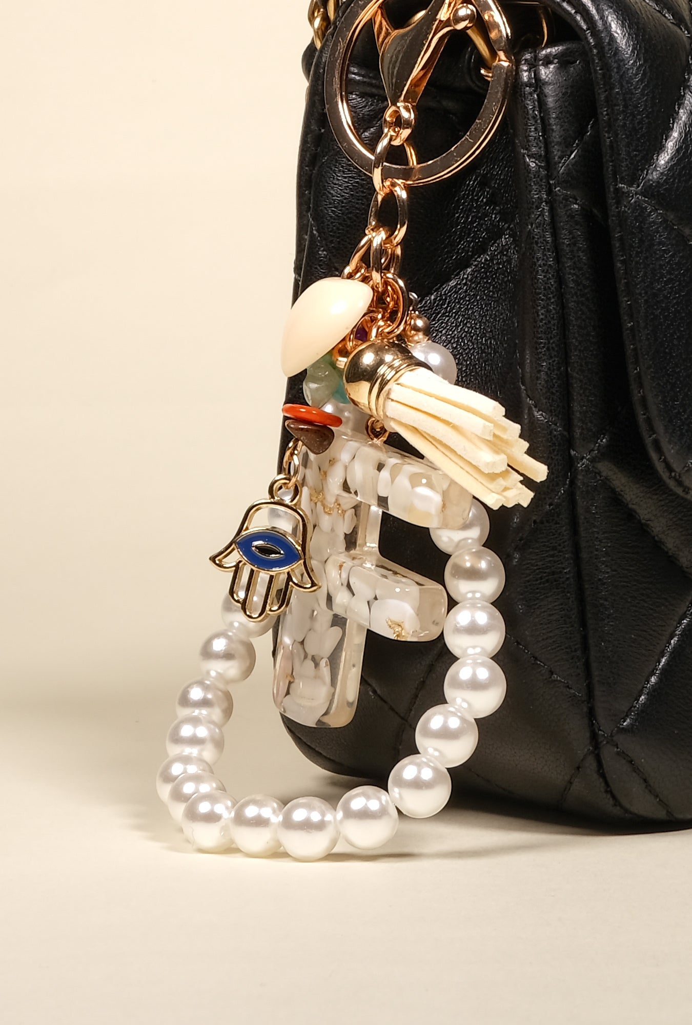 Personalized Pearl Initial Keychain Bag Charm