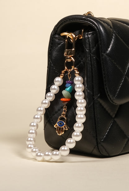 Personalized Pearl Initial Keychain Bag Charm
