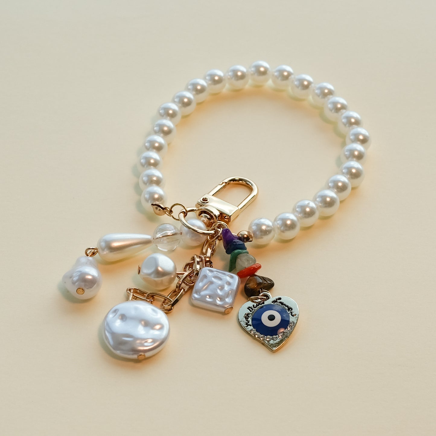 Personalized Pearl Initial Keychain Bag Charm