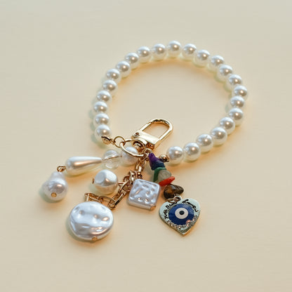 Personalized Pearl Initial Keychain Bag Charm