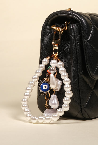Personalized Pearl Initial Keychain Bag Charm