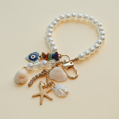Personalized Pearl Initial Keychain Bag Charm