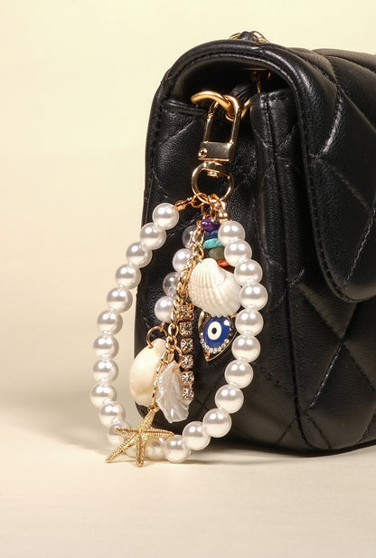 Personalized Pearl Initial Keychain Bag Charm