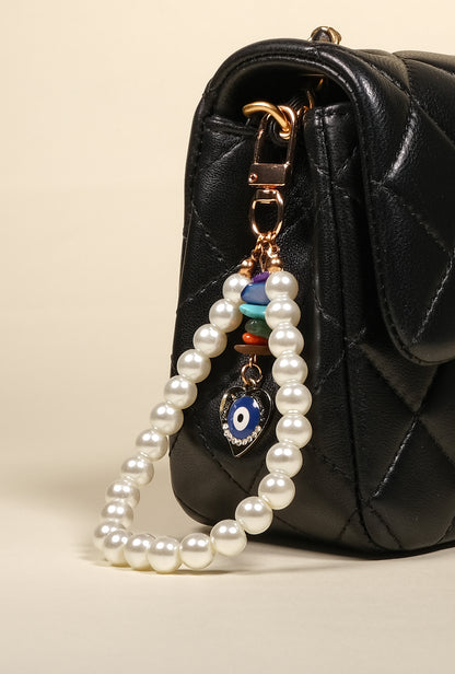 Personalized Pearl Initial Keychain Bag Charm