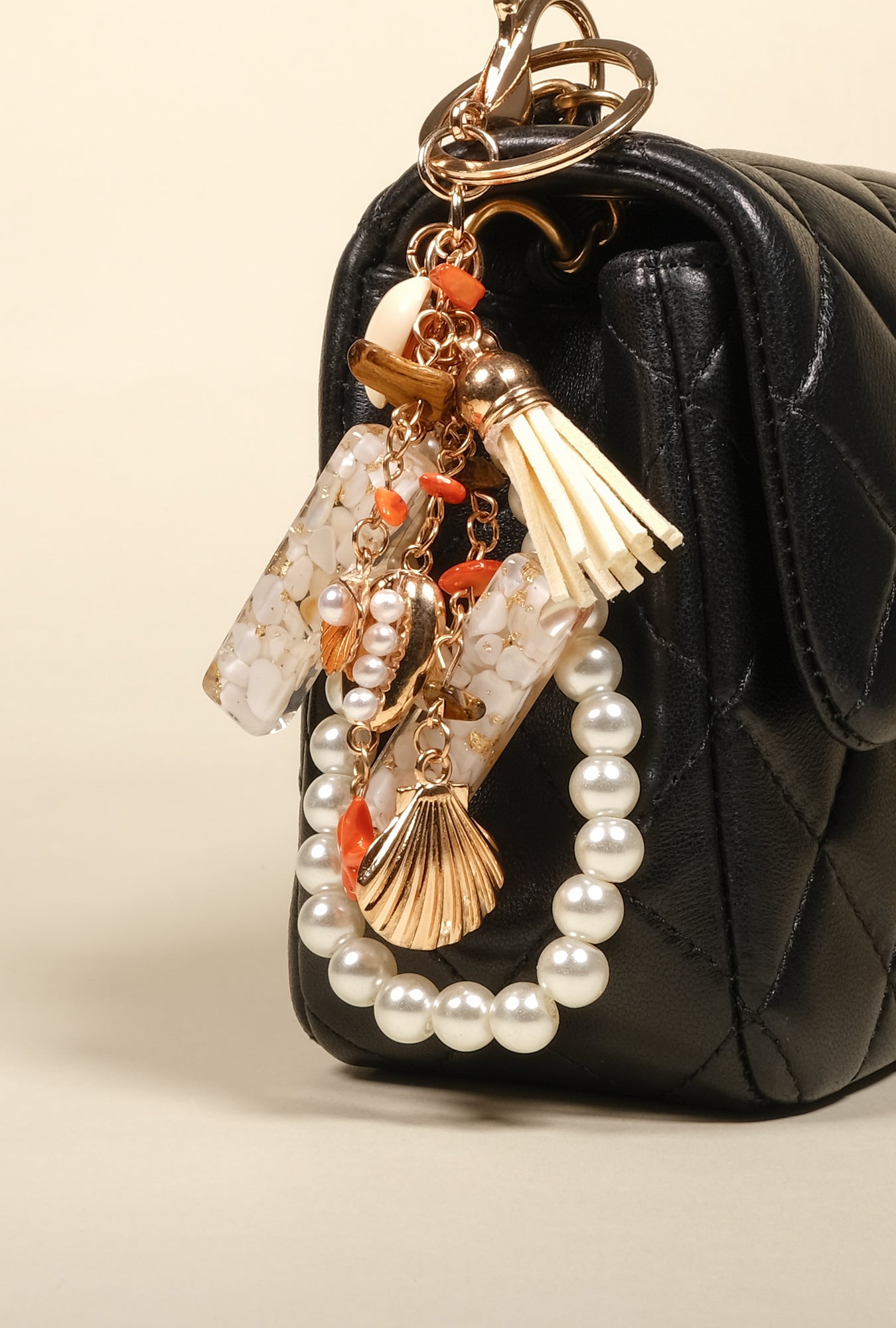 Personalized Pearl Initial Keychain Bag Charm