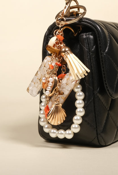 Personalized Pearl Initial Keychain Bag Charm