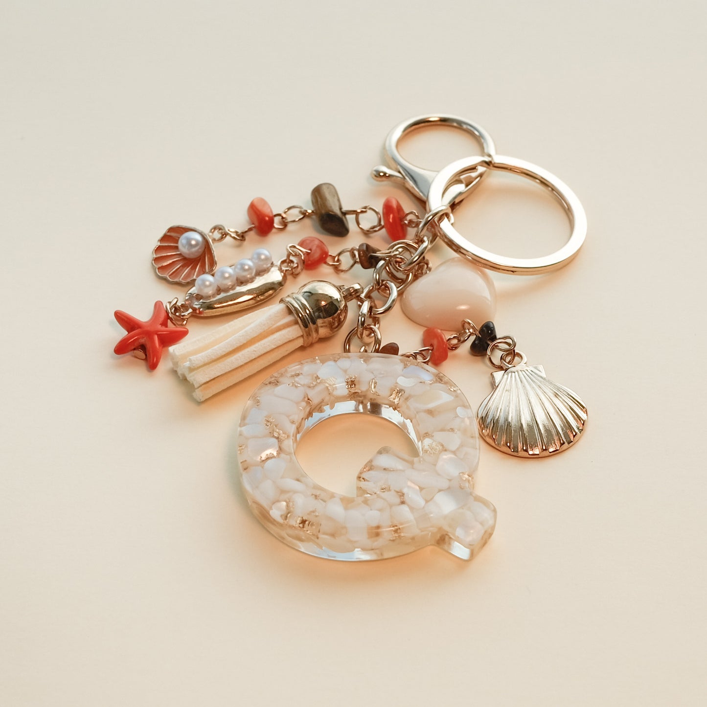 Personalized Pearl Initial Keychain Bag Charm