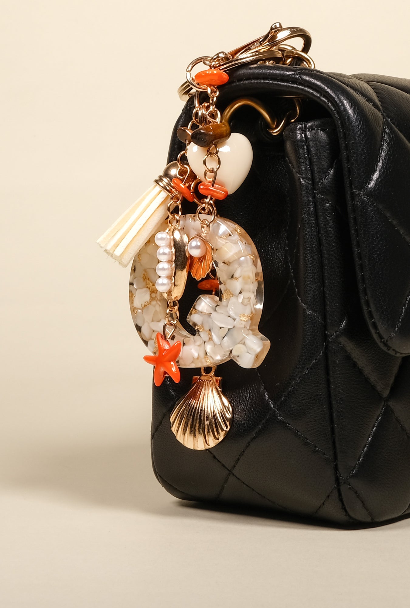 Personalized Pearl Initial Keychain Bag Charm