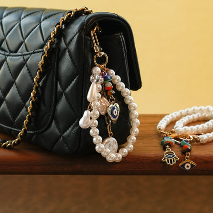 Personalized Pearl Initial Keychain Bag Charm
