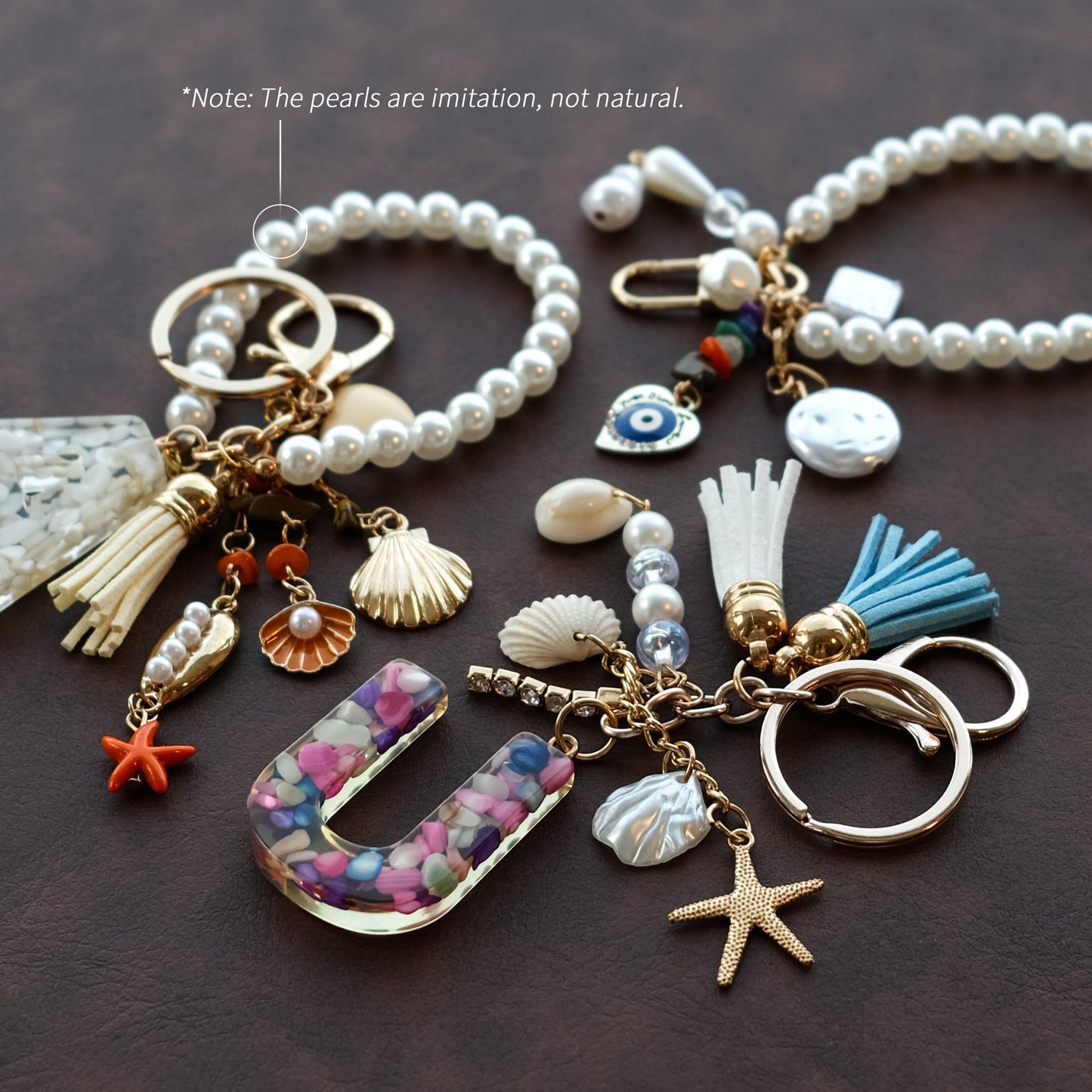 Personalized Pearl Initial Keychain Bag Charm