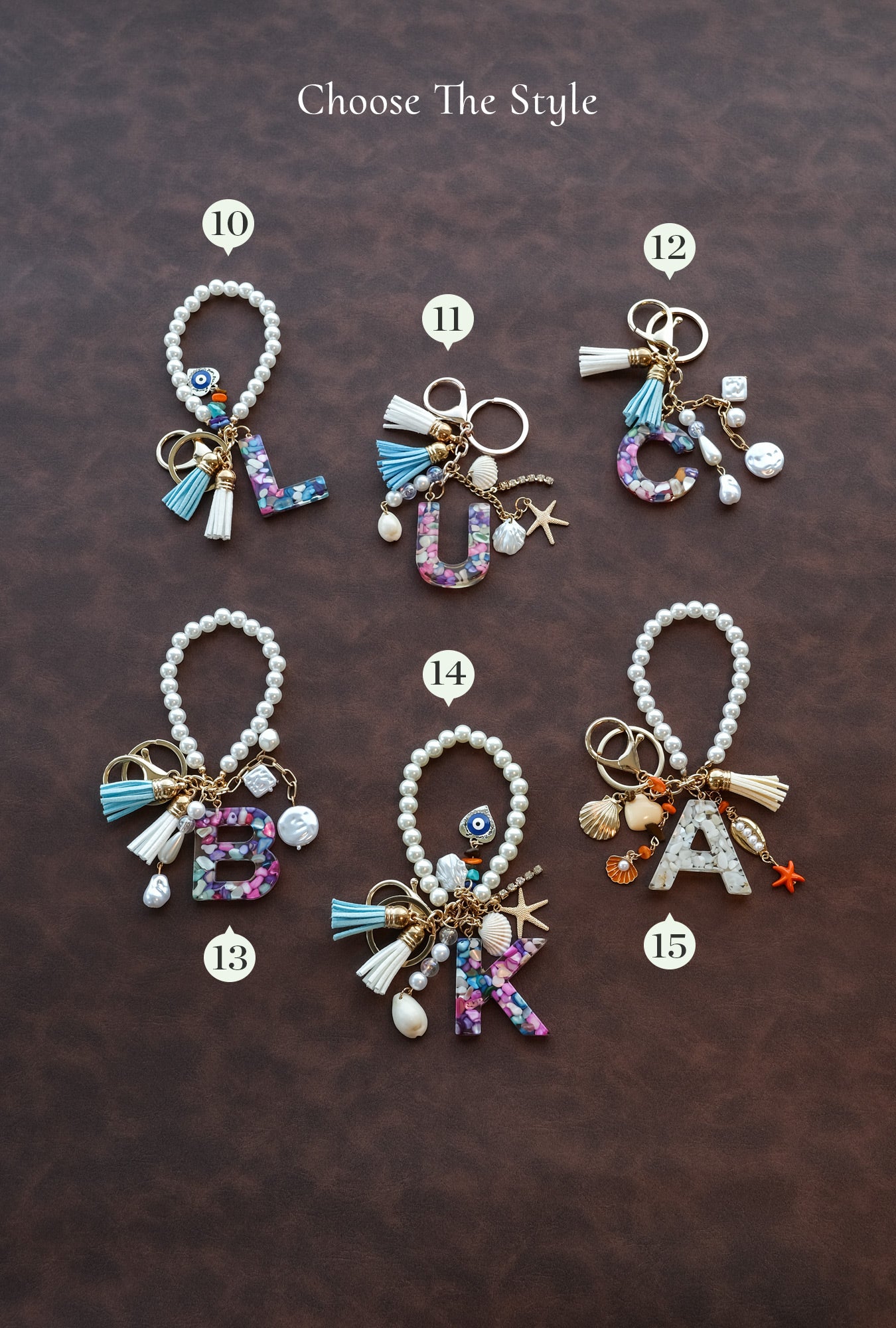 Personalized Pearl Initial Keychain Bag Charm
