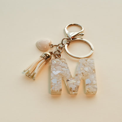 Personalized Pearl Initial Keychain Bag Charm