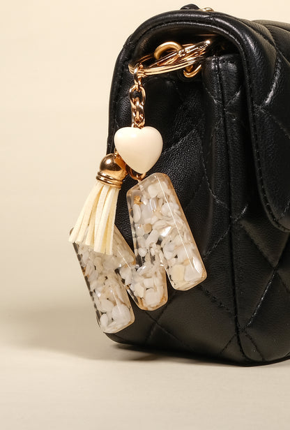 Personalized Pearl Initial Keychain Bag Charm